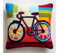 AxiangziK Latch Hook Kit,ricamo Kit,Bicicletta a fumetti Kit fai da te con gancio a fermo Cuscino a Punto Croce Federa decorazione della casa,43x43cm
