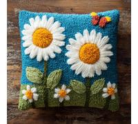 AxiangziK Latch Hook Kit,ricamo Kit,Margherite e farfalle,Kit fai da te con gancio a fermo Cuscino a Punto Croce Federa decorazione della casa,43x43cm