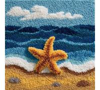 AxiangziK Latch Hook Kits DIY Throw Pillow Cover,Stelle marine sulla spiaggia,Cushion Cover Embroidery Craft Kit for Adults And Beginners Creativity Crochet Gift,43x43cm
