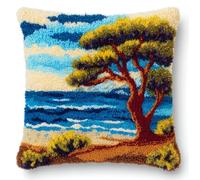 AxiangziK Latch Hook Kits For Adults,albero della spiaggia Diy Latch Cross Stitch Sofa Cushion,Creativity Gift Embroidery Home Decoration,17x17in