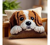 AxiangziK Latch Hook Kits For Adults,Beagle, cane animale Diy Latch Cross Stitch Sofa Cushion,Creativity Gift Embroidery Home Decoration,17x17in