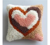 AxiangziK Latch Hook Kits For Adults,Bellissimo motivo a cuore,Diy Latch Cross Stitch Sofa Cushion,Creativity Gift Embroidery Home Decoration,17x17in