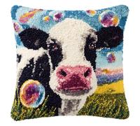 AxiangziK Latch Hook Kits For Adults,Bolle colorate e mucche,Diy Latch Cross Stitch Sofa Cushion,Creativity Gift Embroidery Home Decoration,17x17in