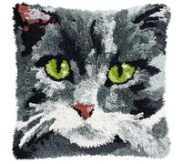 AxiangziK Latch Hook Kits For Adults,Gatto animale Diy Latch Cross Stitch Sofa Cushion,Creativity Gift Embroidery Home Decoration,17x17in