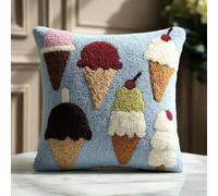 AxiangziK Latch Hook Kits For Adults,Gelato dei cartoni animati,Diy Latch Cross Stitch Sofa Cushion,Creativity Gift Embroidery Home Decoration,17x17in