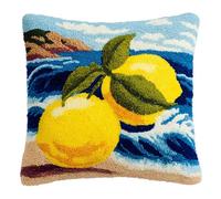 AxiangziK Latch Hook Kits For Adults,Limoni sulla spiaggia Diy Latch Cross Stitch Sofa Cushion,Creativity Gift Embroidery Home Decoration,17x17in