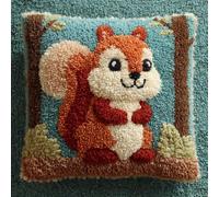 AxiangziK Latch Hook Kits For Adults,Scoiattolo sorridente,Diy Latch Cross Stitch Sofa Cushion,Creativity Gift Embroidery Home Decoration,17x17in