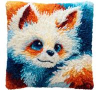 AxiangziK Latch Hook Kits For Adults,volpe animale Diy Latch Cross Stitch Sofa Cushion,Creativity Gift Embroidery Home Decoration,17x17in