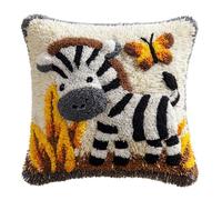 AxiangziK Latch Hook Kits For Adults,Zebre e farfalle Diy Latch Cross Stitch Sofa Cushion,Creativity Gift Embroidery Home Decoration,17x17in