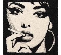 AxiangziK Linee semplici Kit di chiusura a gancio per principianti,Ragazza che fuma una sigaretta,cuscino per uncinetto fai da te,kit di partenza per federa per cuscino da ricamo,43x43cm