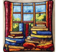 AxiangziK Modello colorato Diy Kit Cuscino Con Gancio Di Chiusura,Una pila di libri,Latch Hook Kit Cuscino Fai Da Te Cuscino Fatto A Mano All'Uncinetto Ricamo,43x43cm