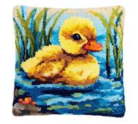AxiangziK Paesaggio dello stagno Kit Gancio di Chiusura per Cuscino Fai-da-Te,Un'anatra che nuota,Artigianato Facile da Imparare per Kit Tappeto con Gancio di Chiusura per Cuscino,43x43cm