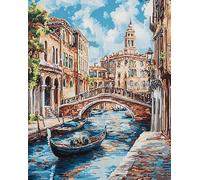 AxiangziK paesaggio urbano Kit Punto Croce Prestampato,Venezia Città d'Acqua,11CT Ricamo Kit Punto Croce Arte Adatto A Principianti per La Decorazione Domestica,40x50cm