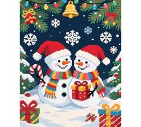 AxiangziK Punto Croce Kit da Ricamare Fai da Te Kit,Simpatico pupazzo di neve per Natale,Ricamato a Mano,punto croce da ricamare kit completo,regalo per gli amici,40x50cm