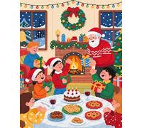 AxiangziK Ricamo Starter Kit per Principianti,Babbo Natale e i bambini,Kit Punto Croce 11CT,Embroidery da Ricamo Fatto a mano Compreso Aghi e Fili,40x50cm