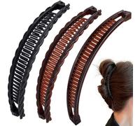 Axicvloes 3 fermagli per capelli a banana da donna, classici fermagli per capelli a doppio pettine, antiscivolo, grandi, accessori per capelli lunghi, corti, spessi e sottili (3 stili)