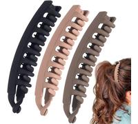 Axicvloes 3 fermagli per capelli a banana smerigliati da donna, classici fermagli per capelli a doppio pettine, antiscivolo, grandi, accessori per capelli lunghi, corti, spessi e sottili (3 colori)