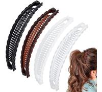 Axicvloes 4 fermagli per capelli a banana da donna, classici fermagli per capelli a doppio pettine, antiscivolo, grandi, accessori per capelli lunghi, corti, spessi e sottili (4 colori)