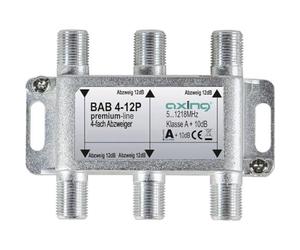 Axing Bab 4 - 12P Splitter a 4 Vie 12dB TV via cavo CATV Multi Media DVB-T2 DB, 5 - 1218 MHz metallo