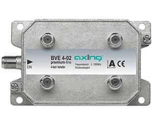 Axing BVE 4-02 Splitter 4 Vie, 5-1006 MHz partitore antenna con connettore F, per digitale terrestre e tv via cavo