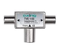 Axing TVE 1-03 Partitore Ripetitore coassiale per 2 TV o Sat (1 ingresso femmina, 2 uscite IEC maschio) 5-2200 MHz con passagio DC