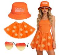 Axinyijia Carnevale Costume Aperol da Donna Cappello Aperol Spritz con Gonna in Tulle e Occhiali da Sole