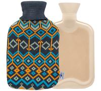 axion® Borsa dell’acqua calda con rivestimento - blu-gialla | motivo a