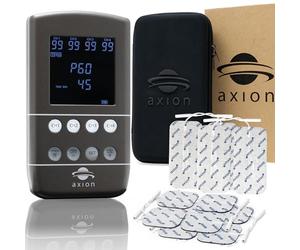 axion Elettrostimolatore Muscolare Professionale STIM-PRO X9B a 4 canali | 4 in 1: TENS, EMS, Massaggio e Allenamento del Pavimento Pelvico | 60 Programmi | Con caricatore USB-C e 12 Elettrodi