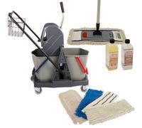 Axis Line, set completo di mozzo 10 pezzi, con set tergicristalli 40 cm e carrello pulizia 17 litri, in plastica, scala ricambio e detergenti professionali