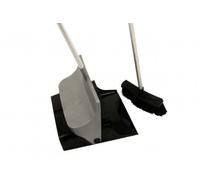 Axis Line Set Scopa e Paletta in Alluminio con Manico Lungo 110 cm | Paletta pieghevole automatica e scopa ergonomica in metallo nero per pulizie senza sforzo e salva schiena.