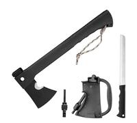 AXIUM Ascia Tattica 5-in-1 - Accetta da Campeggio Professionale in Acciaio Tedesco 59 HRC - Sega Integrata, Martello e Fischietto - Kit Sopravvivenza e Bushcraft con Custodia ABS