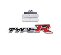 AxleZx Stemma per griglia anteriore dell'auto in metallo cromato con logo Type-R Premium 3D Racing Sport Turbo Power (nero e rosso)