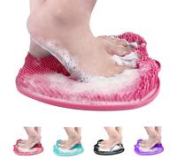 AXLOFO® Tappetino per Piedi Scrubber, Pad Massaggio Doccia Piede Spazzola Antiscivolo con Ventose, per la cura dei piedi, circolazione del piede e riduce il dolore ai piedi (mat-red)