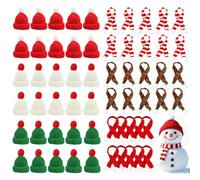 Axlyca 60 Pezzi Mini Cappelli di Babbo Natale e Sciarpe Natalizie a Maglia, Decorazioni Natalizie Fai da Te, Mini Cappello di Natale per Bottiglia di Vino, Albero, Tavola e Regalo