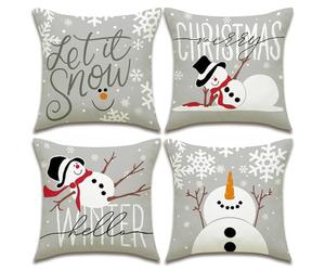 Axlyca Federe Cuscini Natalizi,45x45cm Natale Federde Cuscini,Lino Retrò Federa Natale Decor Copricuscini,Cuscinis Divano Natalizi Copricuscinis per Divano Soggiorno Camera Letto Fodere Cuscino (B)