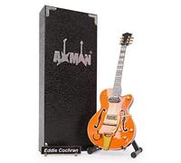 Axman Eddie Cochran - Replica per chitarra in miniatura - Regali musicali - Fatto a mano ornamentale scala 1/4 - include una scatola espositiva, targhetta con nome e supporto per chitarra in miniatura