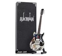 Axman Joan Jett - Replica di chitarra in miniatura, regalo musicale, fatta a mano, in scala 1/4, include una scatola espositiva, targhetta per il nome e supporto per chitarra in miniatura