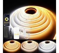AXMOTUT CCT Striscia LED COB 15 metri 24V, Striscia LED 2700K-6500K, 576LEDs/m, Larghezza 8mm, CRI90+, con Alimentatore, Telecomando RF, LED Striscia per Cucina, Soggiorno, Feste, Bar