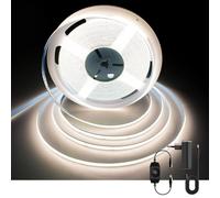 AXMOTUT Striscia LED COB 10 metri 24V, Striscia LED Bianco Naturale 4000K, 320LEDs/m, Larghezza 8mm, CRI90+, con Alimentatore, LED Striscia per Cucina, Soggiorno, Feste, Bar