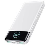 AXNEB Power Bank 13800mAh,Ultra Sottile & Leggero Caricatore Portatile con Display LCD,3A PD USB C Ingressi&Uscite Powerbank con Torcia LED Batteria Esterna per iPhone Samsung Huawei-Bianco perla