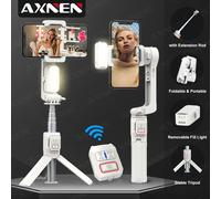 AXNEN A10 Stabilizzatore per smartphone con giunto cardanico portatile con asta di prolunga per luce di riempimento Bastone selfie per cellulare remoto per iPhone Samsung