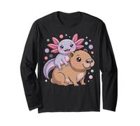Axolotl And Capybara Kawaii - Simpatico Design con Animali Maglia a Manica