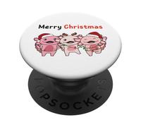 Axolotl Animali di Natale Carino Axolotls Buon Natale PopSockets PopGrip Adesivo