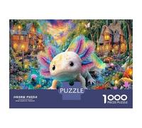 Axolotl arcobaleno Puzzle 1000 Pezzi Cartone Spesso Tempo Libero Cottage da Fiaba Miglioramento Memoria Anziani, Legame Familiare, Regalo Natale 70x50cm/1000pcs
