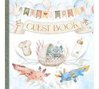 Axolotl Baby Shower Guest Book: Gender Neutral, Watercolor Axolotl Greenery Theme - Includes Gift Log, predictions and advice, photo & notes pages ... design for either Boy or Girl baby shower.