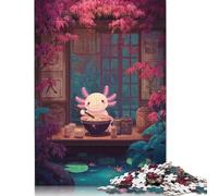 Axolotl che mangia noodles Puzzle in Legno Adulto 500 Pezzi Per Gioco Familiare Regalo Per Amore E Amico Gioco Education Decorazione Interna Unica Stress Relief 500pcs (52x38cm)