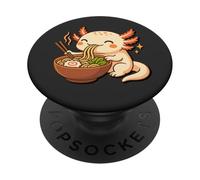 Axolotl che mangia zuppa di ramen, regalo in stile kawaii, divertente axolotl PopSockets PopGrip Adesivo