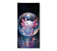 Axolotl - Copertura per porta colorata, motivo fantasiosa creatura subacquea, decorazione primaverile stagionale per la casa, design con fantasia acquatica, 91 x 183 cm