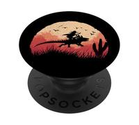 Axolotl Cowboy Silhouette Far West Tramonto PopSockets PopGrip Adesivo