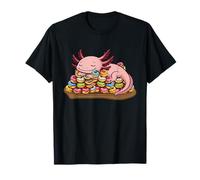 Axolotl Dormire sulle Ciambelle Divertente Amante del Cibo Bambini Famiglia Maglietta